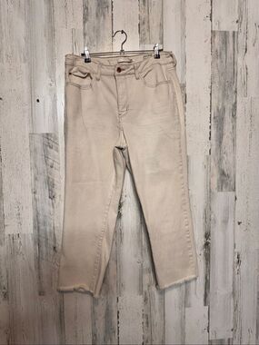 !iT Jeans Jackie High Rise Straight Leg Ankle Jeans Womens 14 Cream Raw Hem